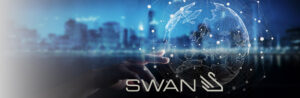SWAN Datenaustausch – Finger berührt digitale Weltkugel, globale Vernetzung und Integration